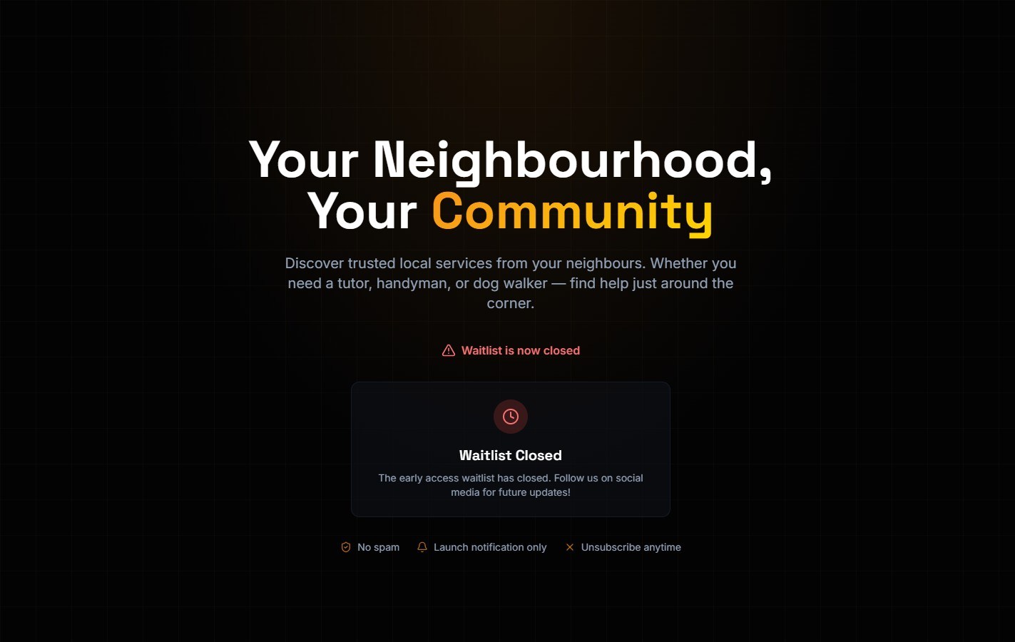Neighbourly desktop view